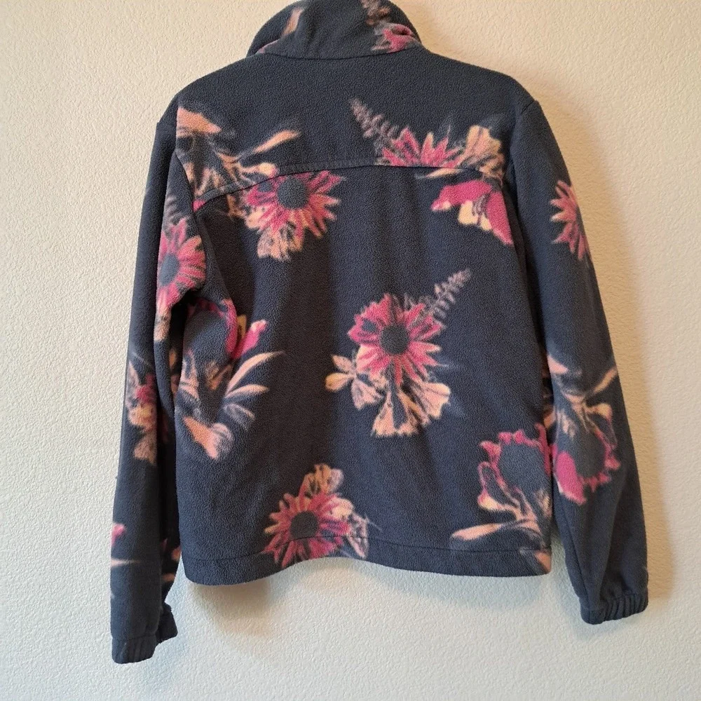 Columbia Girls XS 6/7 Fleece Jacket Navy Pink Floral Full Zip Benton Springs